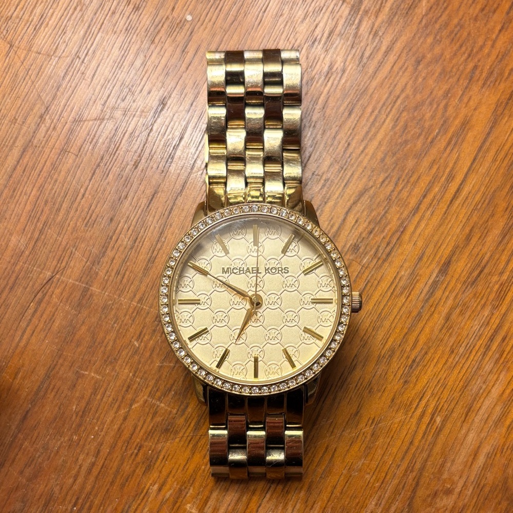 Michael Kors Gold-Tone Watch with Crystal Details